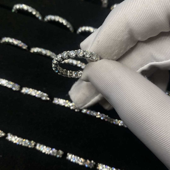 3mm Certified VVS DEF Moissanite Eternity Wedding Bands - Picture 4 of 7